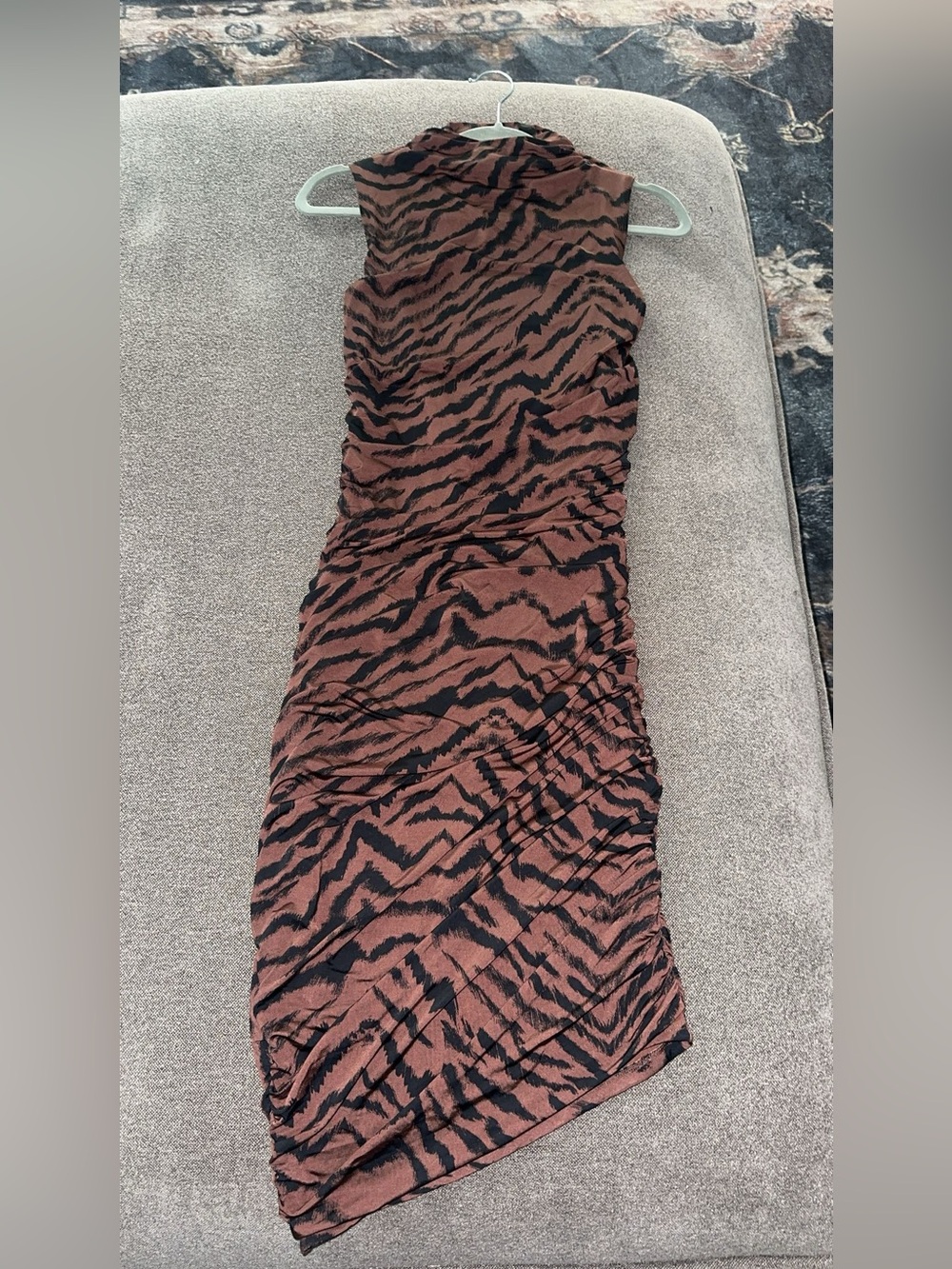 Express Brown and Black Animal Print Midi Dress